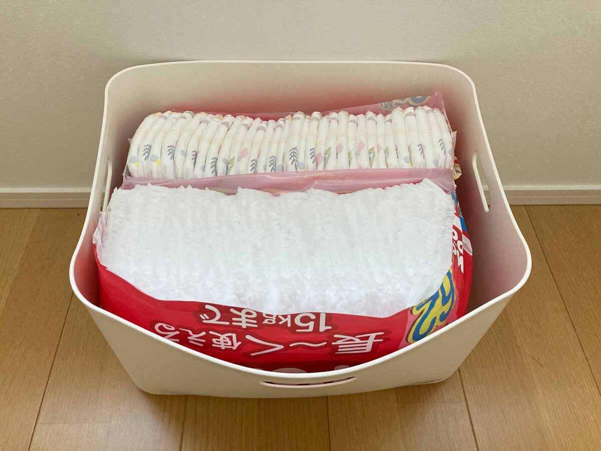 やわらかポリエチレンケース　無印　おむつ収納　袋ごと